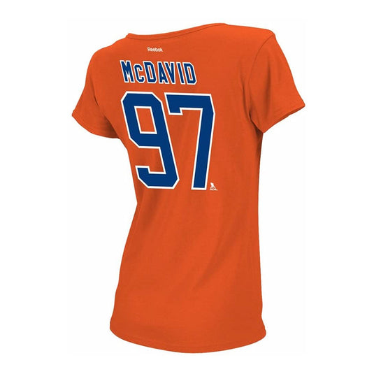 T-shirt avec nom et numéro des Oilers d'Edmonton Connor McDavid pour femmes