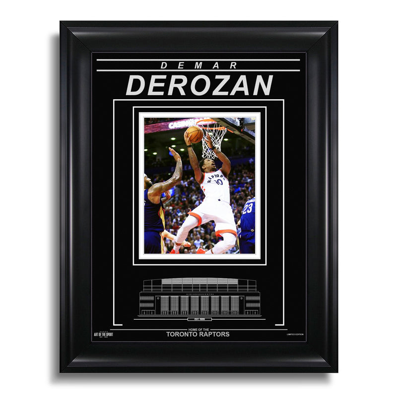 Chargez l&#39;image dans la visionneuse de la galerie, Demar Derozan Toronto Raptors Photo encadrée gravée – Action Airborne
