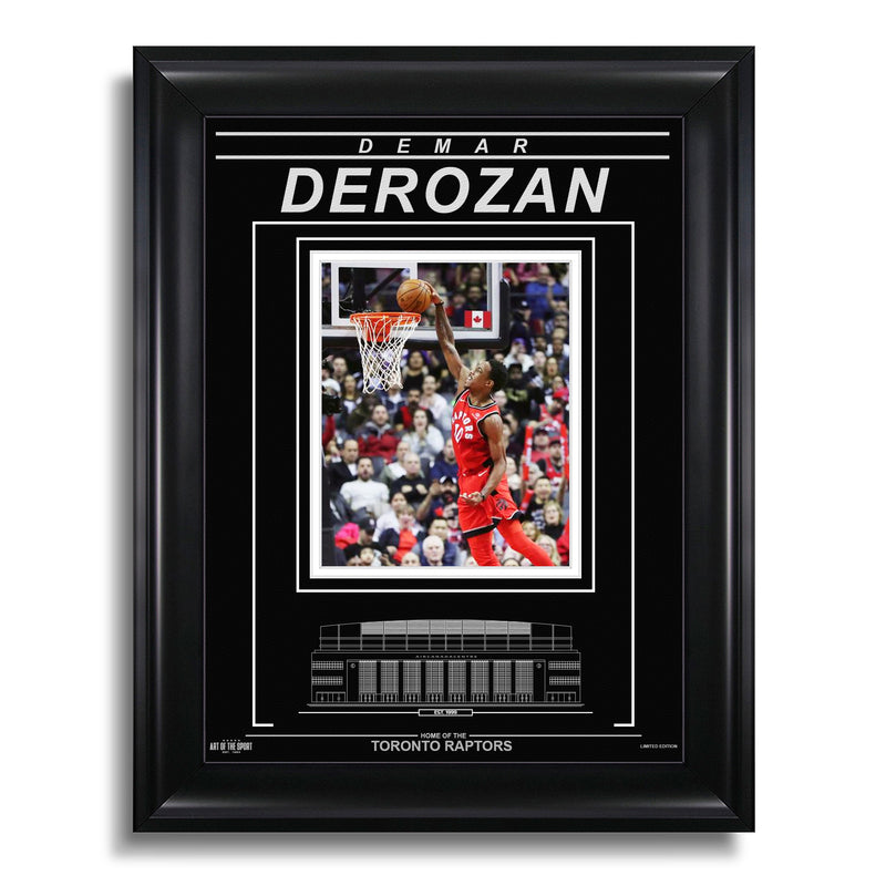 Chargez l&#39;image dans la visionneuse de la galerie, Demar Derozan Toronto Raptors Photo encadrée gravée – Action Dunk
