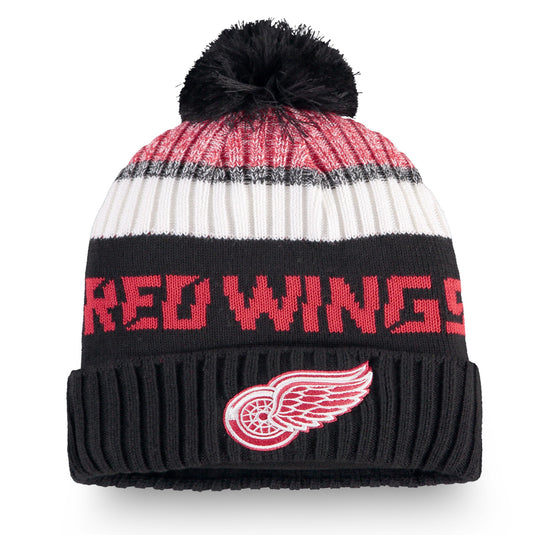 Tuque à pompon en tricot à revers authentique Pro Rinkside des Red Wings de Détroit pour jeunes de la LNH