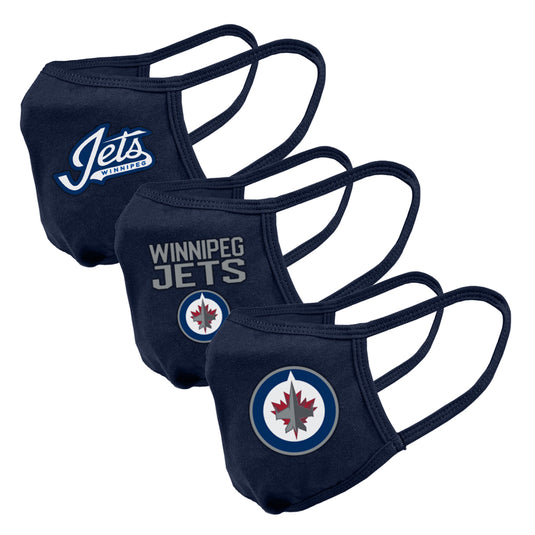 Pack de 3 masques faciaux avec logo de l'équipe des Jets de Winnipeg de la LNH