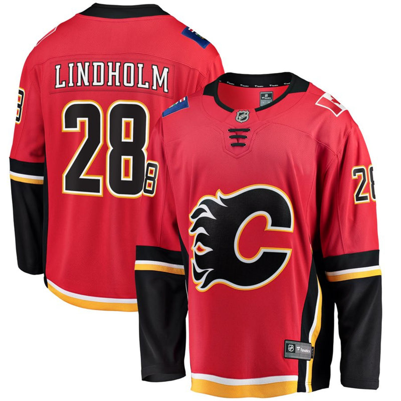 Chargez l&#39;image dans la visionneuse de la galerie, Elias Lindholm Calgary Flames NHL Fanatics Breakaway Maillot Domicile
