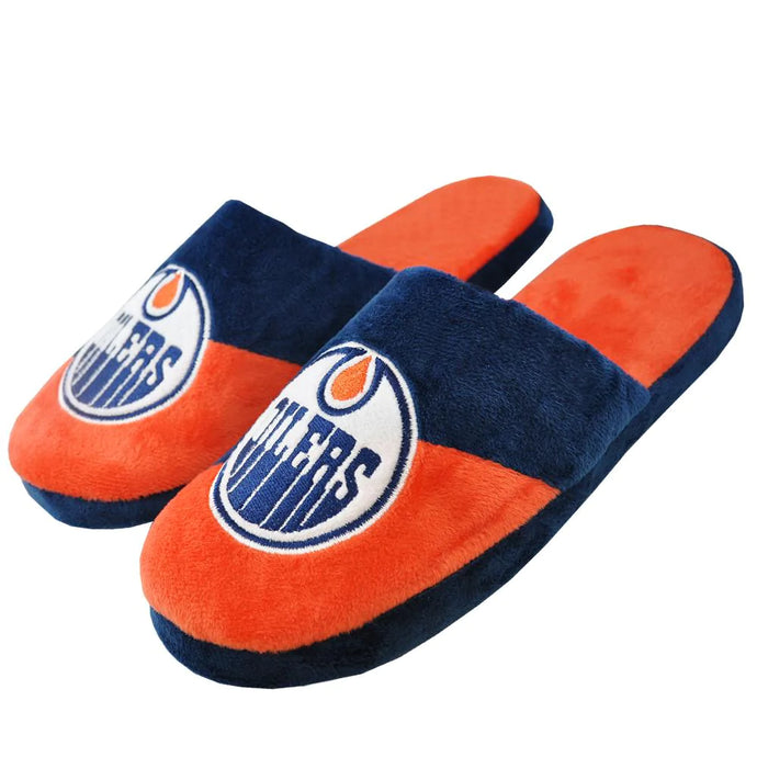 Pantoufles à gros logo de la LNH des Oilers d'Edmonton