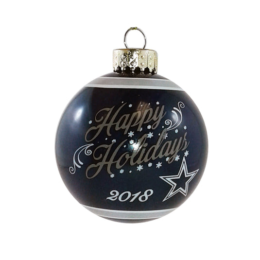 Ornement boule en verre Dallas Cowboys NFL Happy Holidays