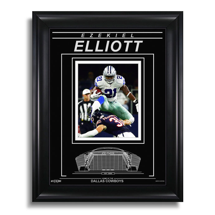 Ezekiel Elliott Dallas Cowboys Photo encadrée gravée – Action