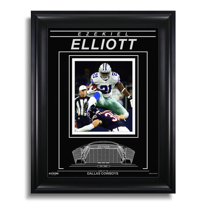 Ezekiel Elliott Dallas Cowboys Engraved Framed Photo - Action
