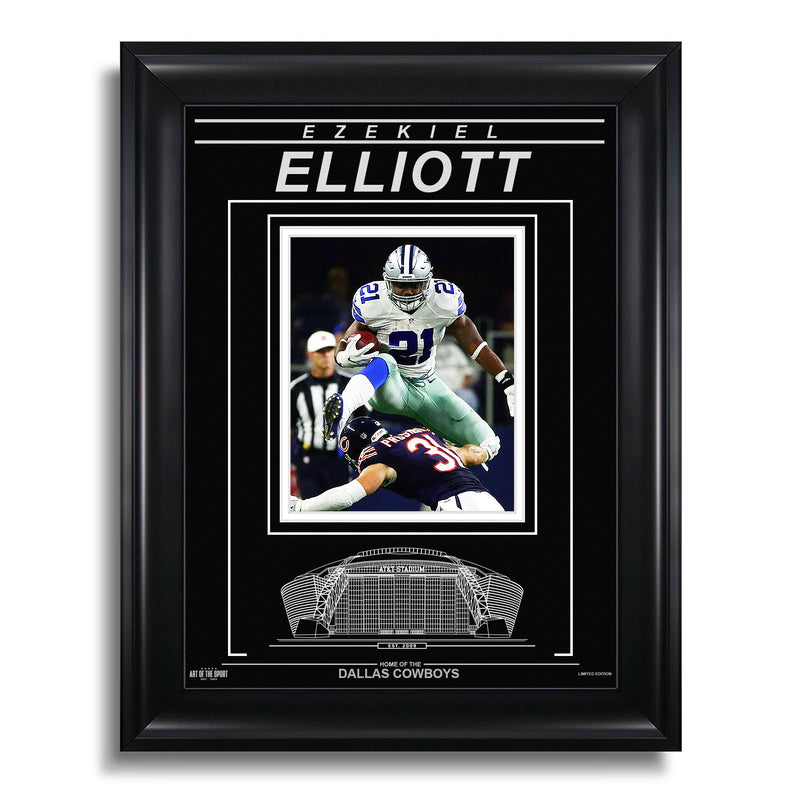 Load image into Gallery viewer, Ezekiel Elliott Dallas Cowboys Engraved Framed Photo - Action
