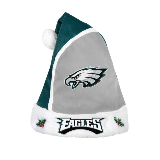 Bonnet de Père Noël en peluche NFL White Line des Eagles de Philadelphie