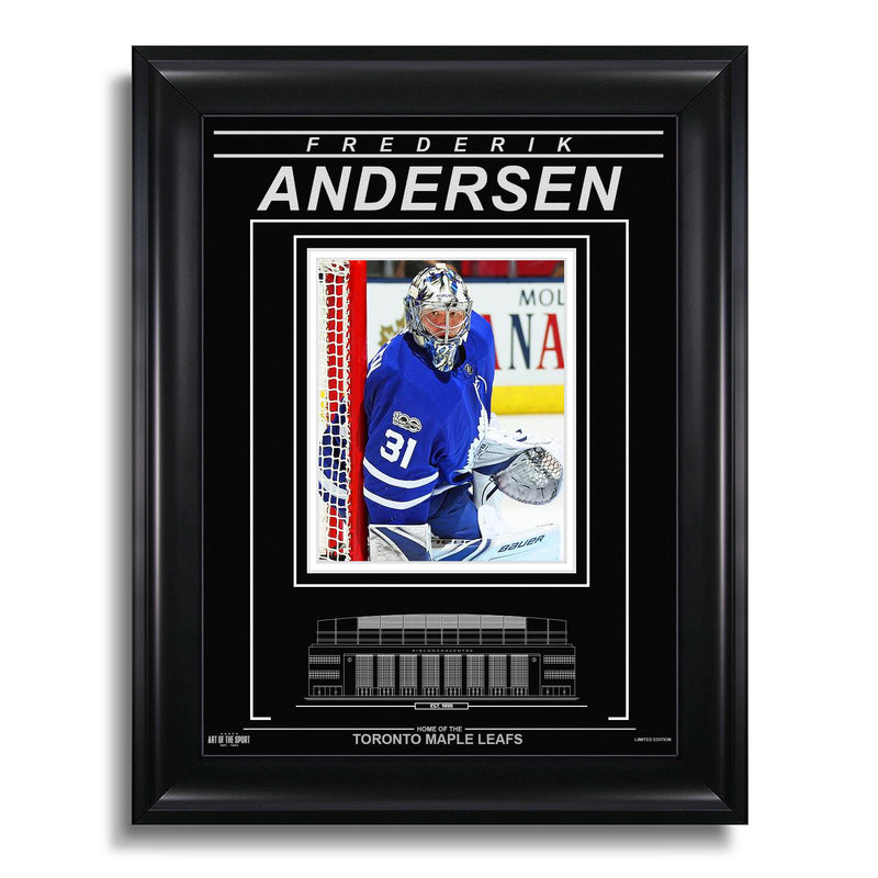 Chargez l&#39;image dans la visionneuse de la galerie, Frederik Andersen Photo encadrée gravée des Maple Leafs de Toronto - Focus
