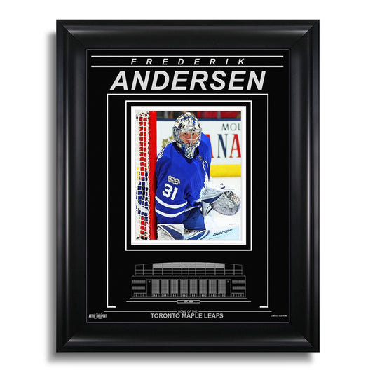 Frederik Andersen Toronto Maple Leafs Engraved Framed Photo - Focus