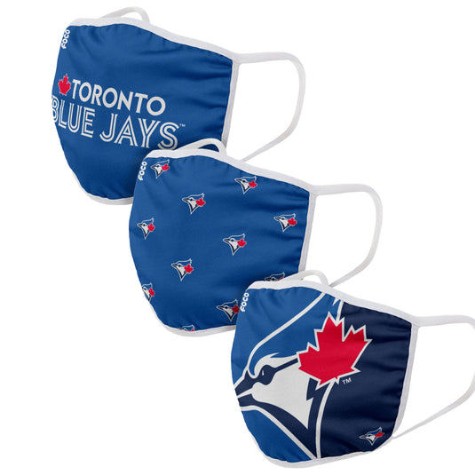 Paquet de 3 couvre-visages réutilisables unisexes des Blue Jays de Toronto MLB