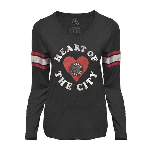 Toronto Raptors Ladies' Knockaround 47 Club Stripe Long Sleeve Tee