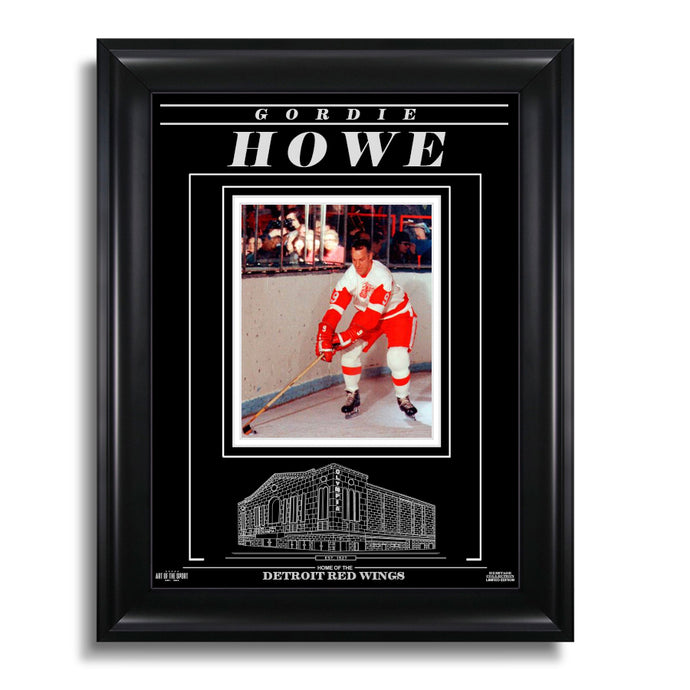 Gordie Howe Detroit Red Wings Photo encadrée gravée – Action