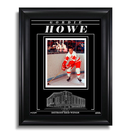 Gordie Howe Detroit Red Wings Engraved Framed Photo - Action