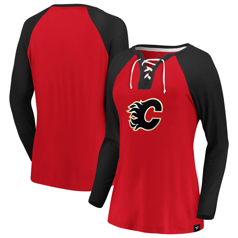 Load image into Gallery viewer, Ladies&#39; Calgary Flames NHL Iconic Break Out Lacing Long Sleeve
