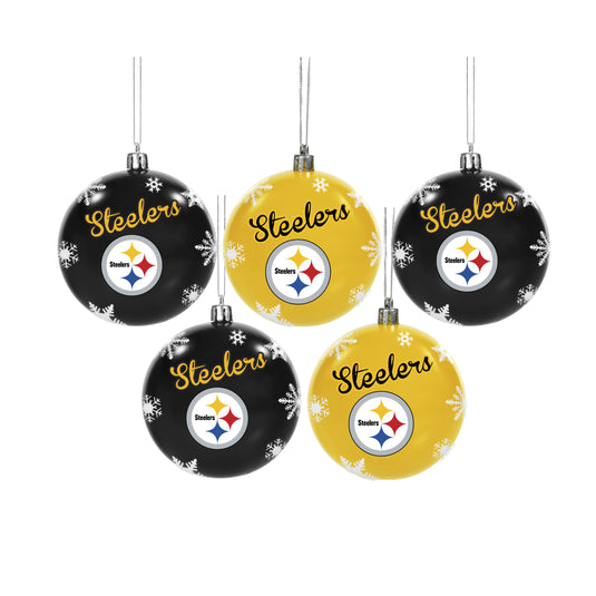Pittsburgh Steelers NFL 5 Pack Snowflake Shatterproof Ornaments