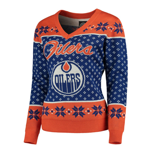 Edmonton Oilers Ladies' Ugly V-Neck Sweater
