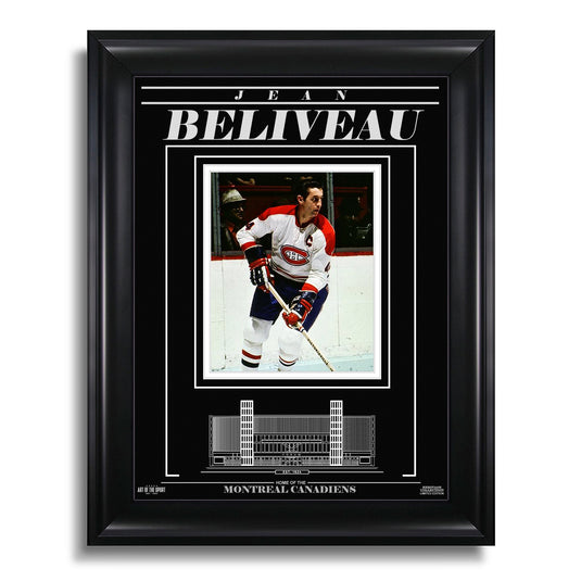 Jean Béliveau Canadiens de Montréal Photo encadrée gravée - Action