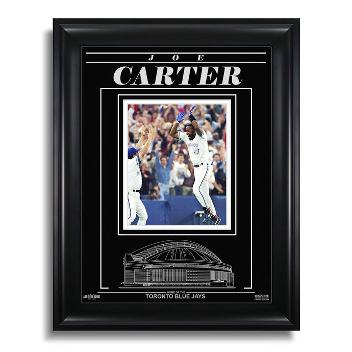 Joe Carter Photo encadrée gravée des Blue Jays de Toronto – Home Run de la Série mondiale 1993