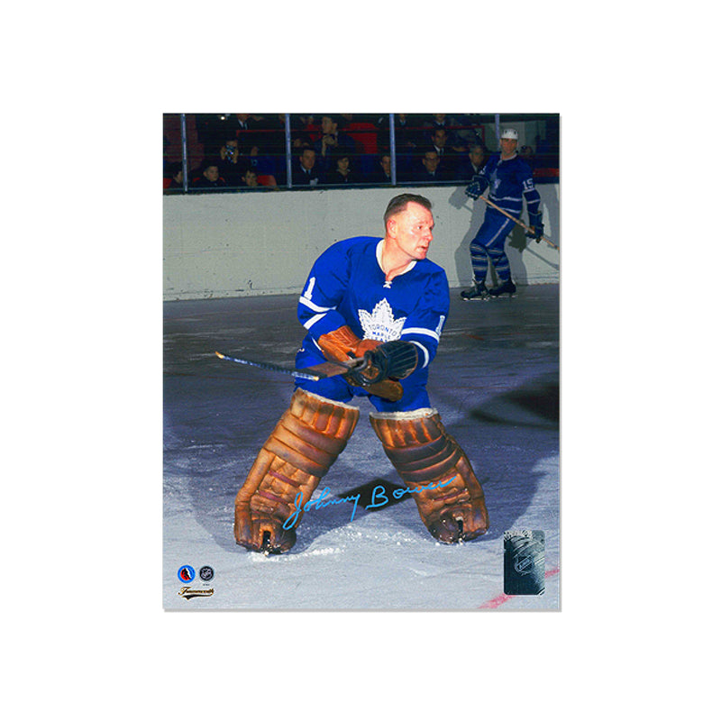 Chargez l&#39;image dans la visionneuse de la galerie, Johnny Bower Toronto Maple Leafs Photo gravée encadrée et signée – Action Color
