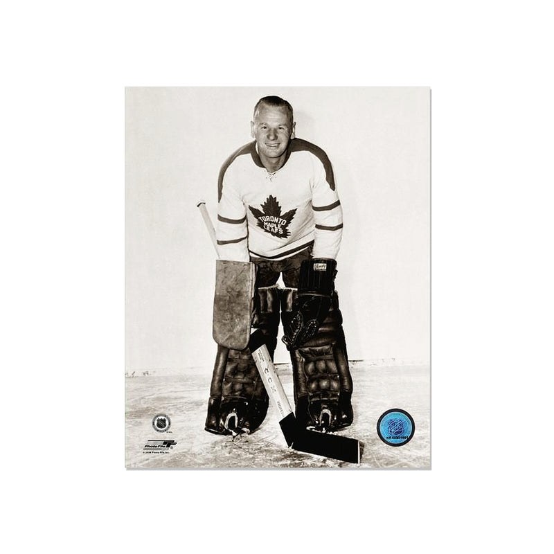 Chargez l&#39;image dans la visionneuse de la galerie, Photo encadrée gravée des Maple Leafs de Toronto de Johnny Bower - Photo fixe
