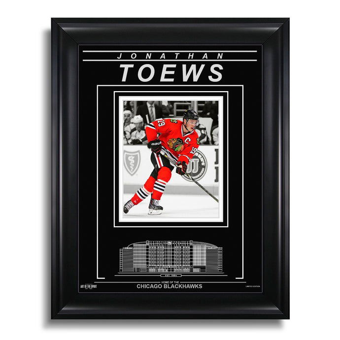 Photo encadrée gravée des Blackhawks de Chicago de Jonathan Toews - Pleins feux sur l'action