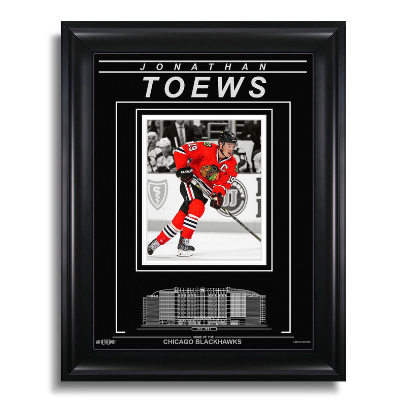 Load image into Gallery viewer, Jonathan Toews Chicago Blackhawks Engraved Framed Photo - Action Spotlight
