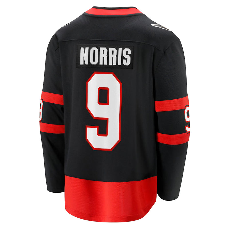 Chargez l&#39;image dans la visionneuse de la galerie, Josh Norris Sénateurs d&#39;Ottawa NHL Fanatics Breakaway Noir Maillot Domicile
