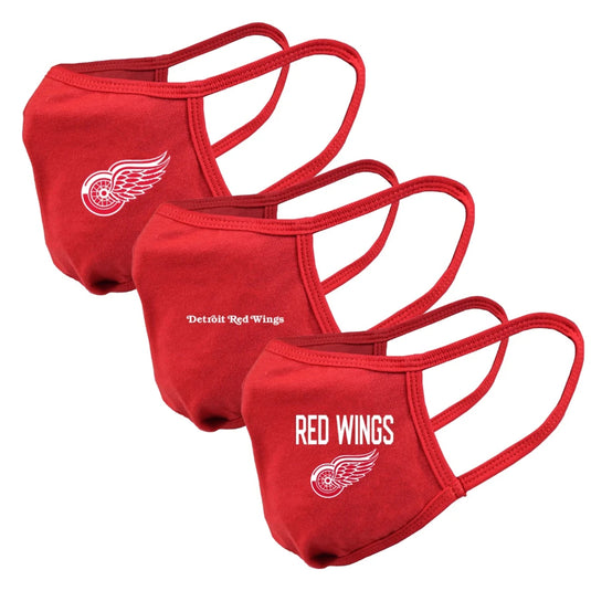 Unisex Detroit Red Wings NHL 3-pack Reusable Team Logo Face Masks