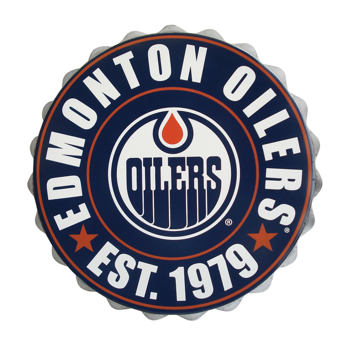 Logo mural de bouchon de bouteille de la LNH des Oilers d'Edmonton