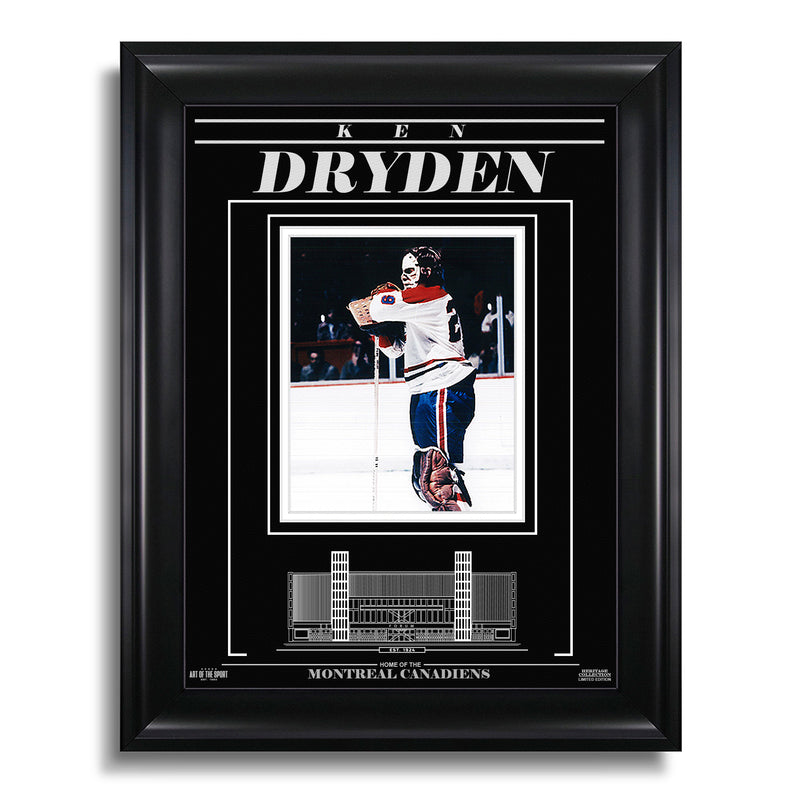 Chargez l&#39;image dans la visionneuse de la galerie, Ken Dryden Canadiens de Montréal Photo encadrée gravée – Debout debout
