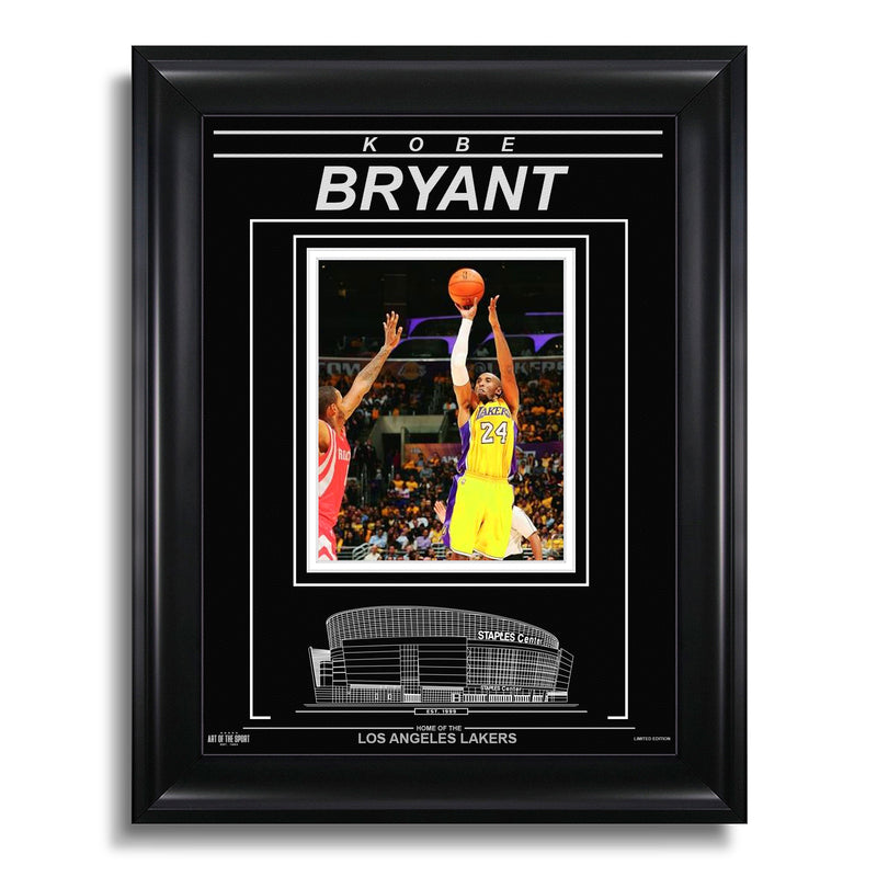 Chargez l&#39;image dans la visionneuse de la galerie, Kobe Bryant Los Angeles Lakers Photo encadrée gravée – Action
