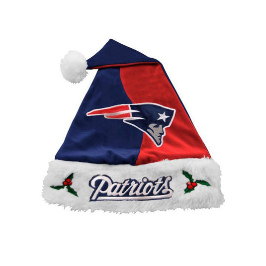 Bonnet de Père Noël en peluche bicolore NFL des New England Patriots