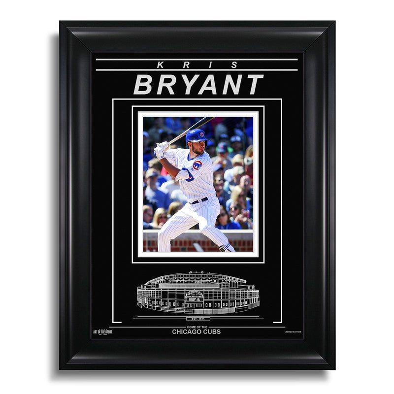 Chargez l&#39;image dans la visionneuse de la galerie, Kris Bryant Chicago Cubs Photo encadrée gravée – Action Hit
