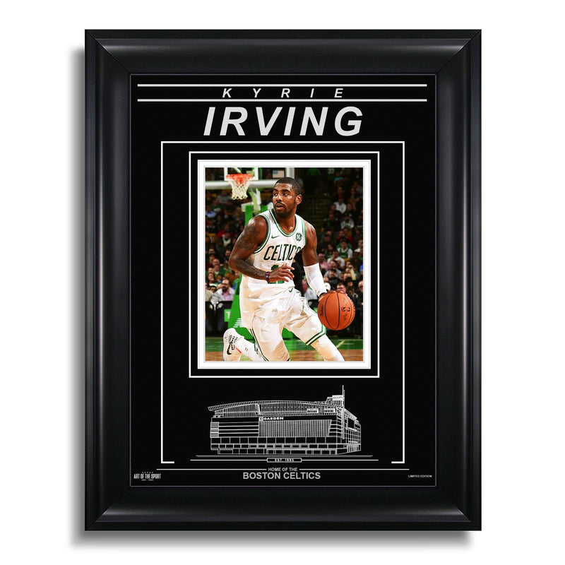 Chargez l&#39;image dans la visionneuse de la galerie, Kyrie Irving Boston Celtics Photo encadrée gravée – Action
