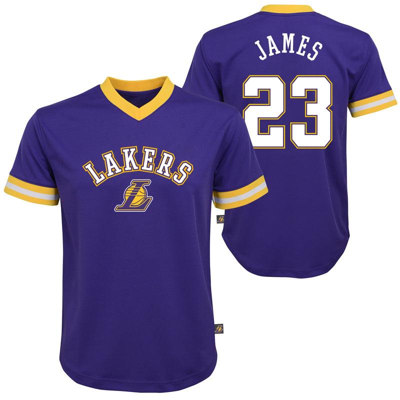 Load image into Gallery viewer, Youth LeBron James Los Angeles Lakers NBA Printed Mesh Team V-Neck Crew
