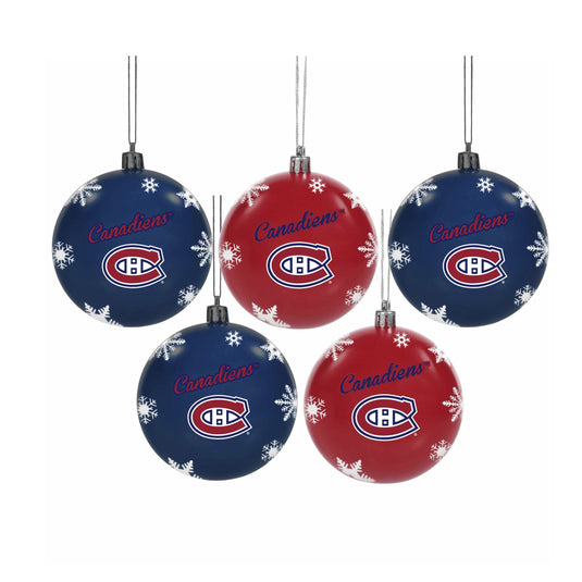 Montreal Canadiens NHL 5 Pack Snowflake Shatterproof Ornaments