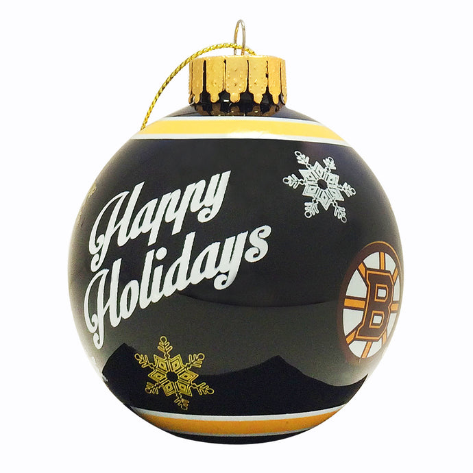Boston Bruins Printed Glass Ball Ornament