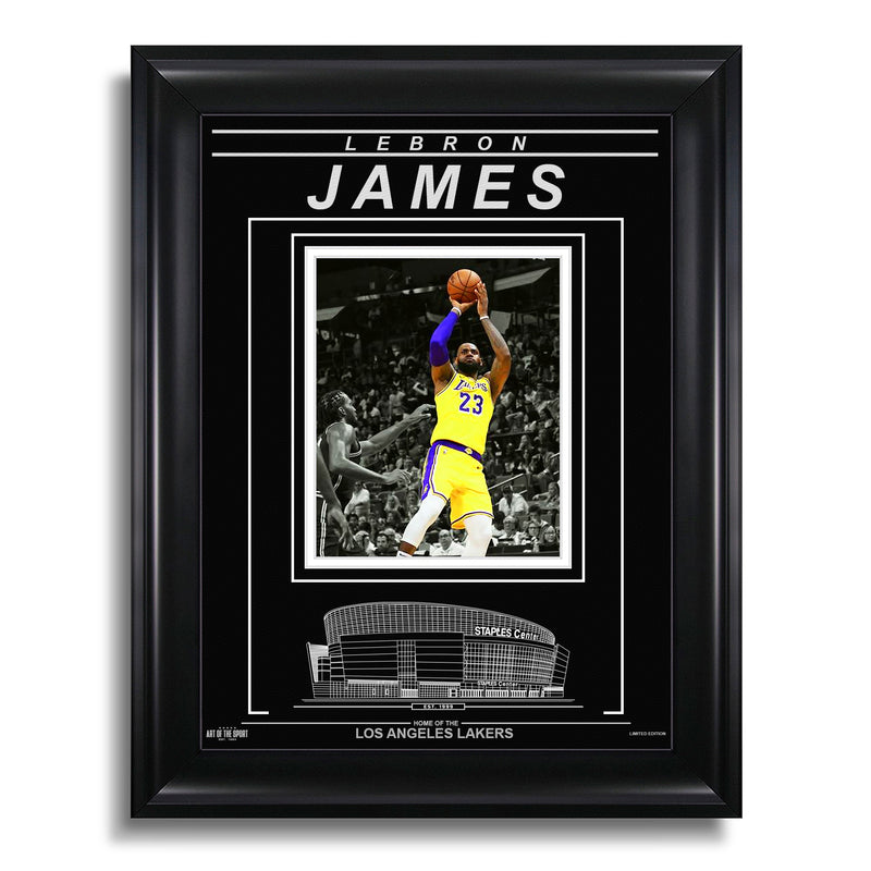 Load image into Gallery viewer, LeBron James Los Angeles Lakers Engraved Framed Photo - Action Spotlight
