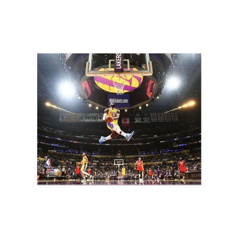 Load image into Gallery viewer, LeBron James Los Angeles Lakers Engraved Framed Photo - Windmill Dunk
