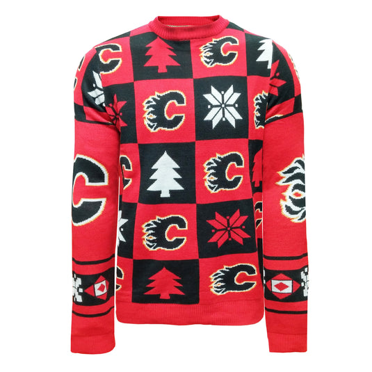 Calgary Flames Ugly Patchwork Sweater