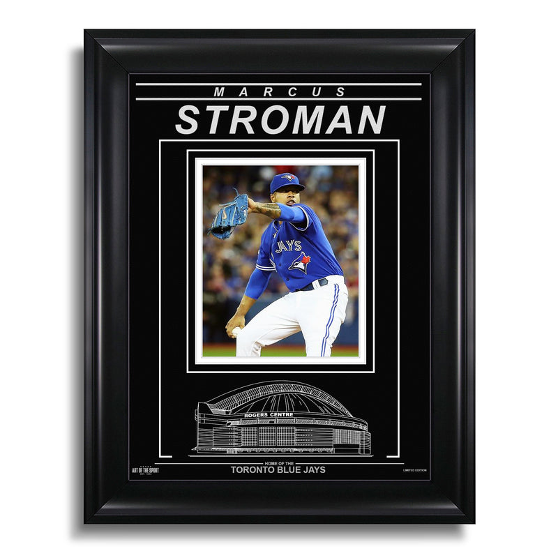 Chargez l&#39;image dans la visionneuse de la galerie, Marcus Stroman Toronto Blue Jays Photo encadrée gravée – Action Pitch V
