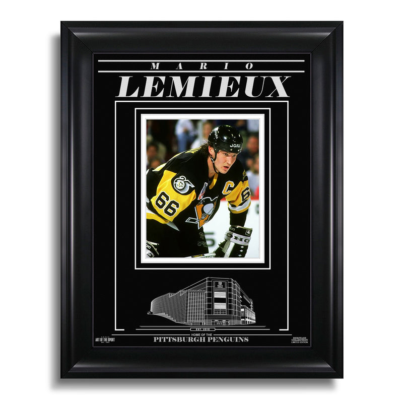 Load image into Gallery viewer, Mario Lemieux Pittsburgh Penguins Engraved Framed Photo - Closeup
