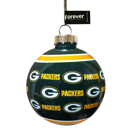 Greenbay Packers Printed Glass Ball Ornament