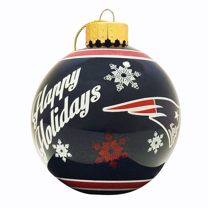 New England Patriots Printed Glass Ball Ornament