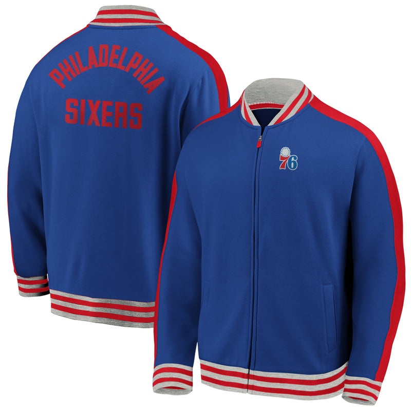 Chargez l&#39;image dans la visionneuse de la galerie, Philadelphia 76ers NBA Vintage Varsity Super Doux Fermeture Éclair Complète
