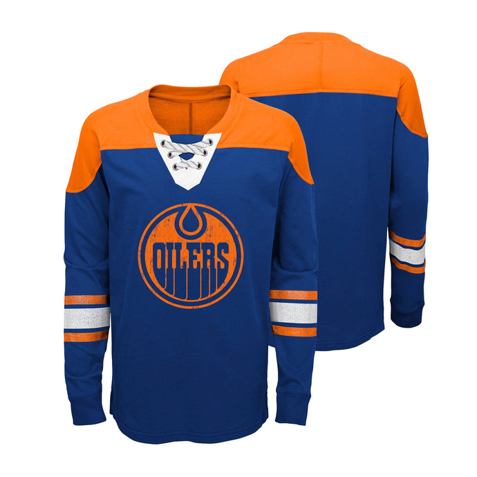 Youth Edmonton Oilers NHL Perennial Long Sleeve Hockey Crew