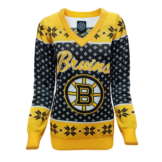 Boston Bruins Women's V-Neck Ugly Sweater