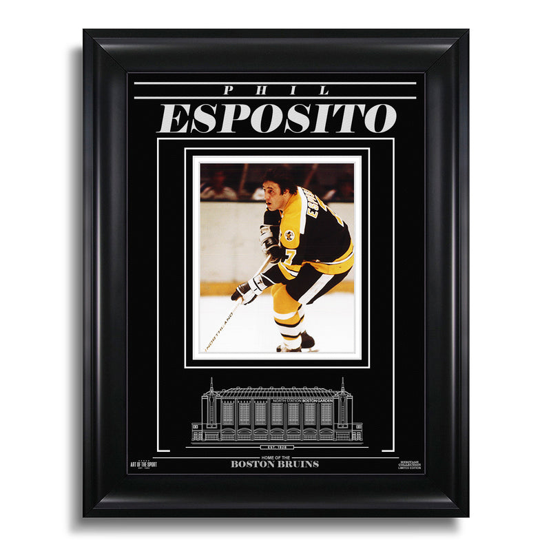 Load image into Gallery viewer, Phil Esposito Boston Bruins Engraved Framed Photo - Action Focus
