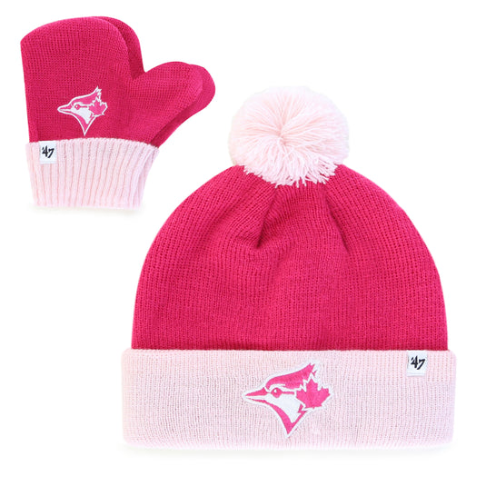 Infant Toronto Blue Jays MLB Bam Bam Pink Toque and Mitten Set